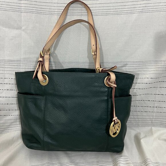 Michael Kors pebble leather handbag Jet set tote in green - Picture 1 of 8